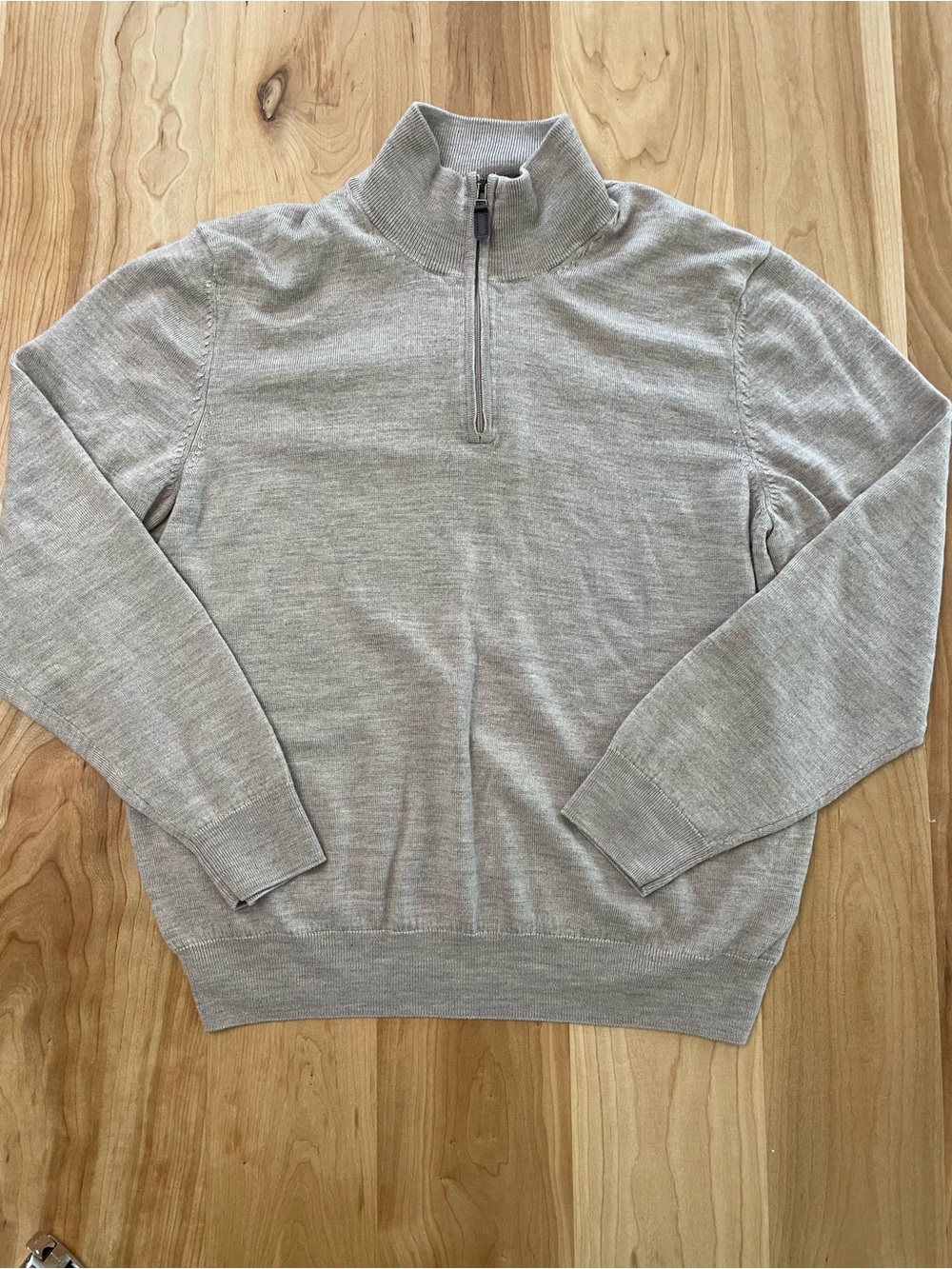 Jos. A. Bank Men’s Large Oatmeal 100% Merino Wool Quarter Zip Sweater